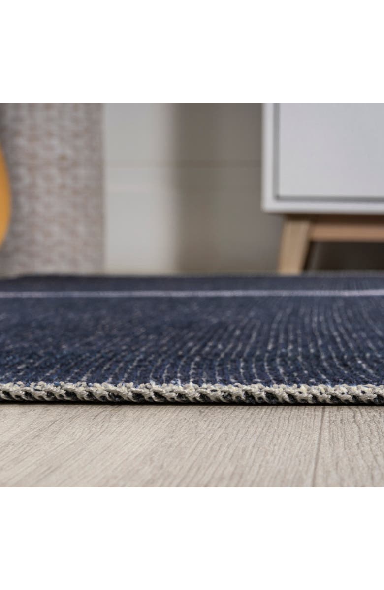 JONATHAN Y Linja Solid Centre Stripe Machine-Washable Area Rug, Alternate, color, Navy/Gray