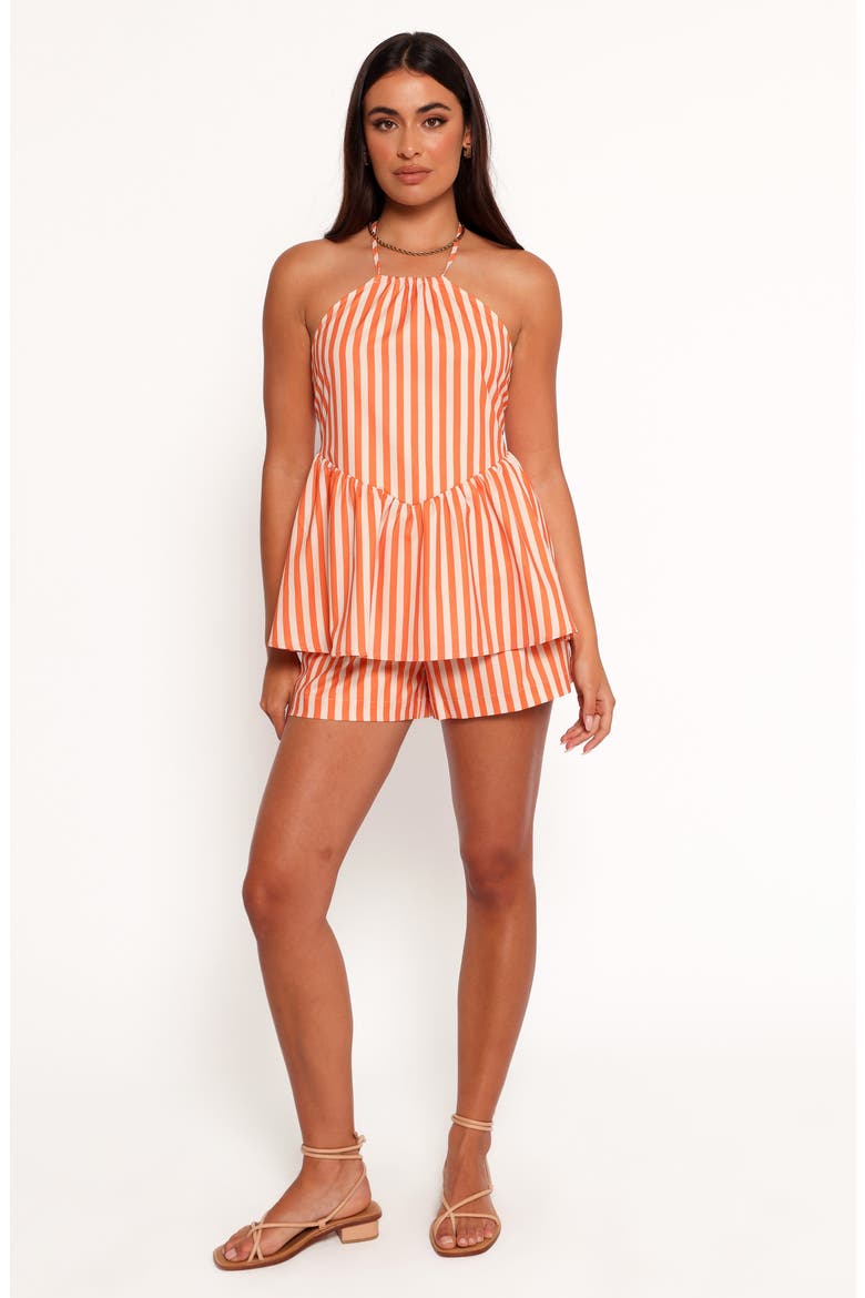 Valencia Stripe Cotton Halter Neck Top, Alternate, color, ORANGE PINK STRIPE