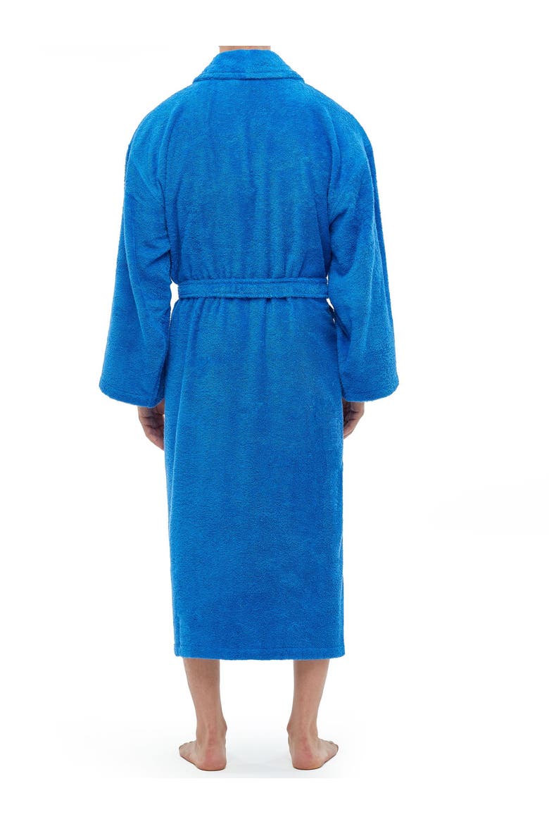 Shawl Collar Turkish Terry Cotton Bathrobe for Men, Alternate, color, Azul