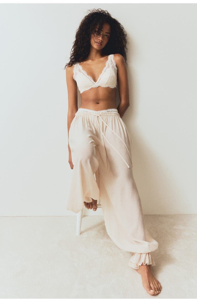 H&M Padded Soft Lace Bra, Main, color, Cream
