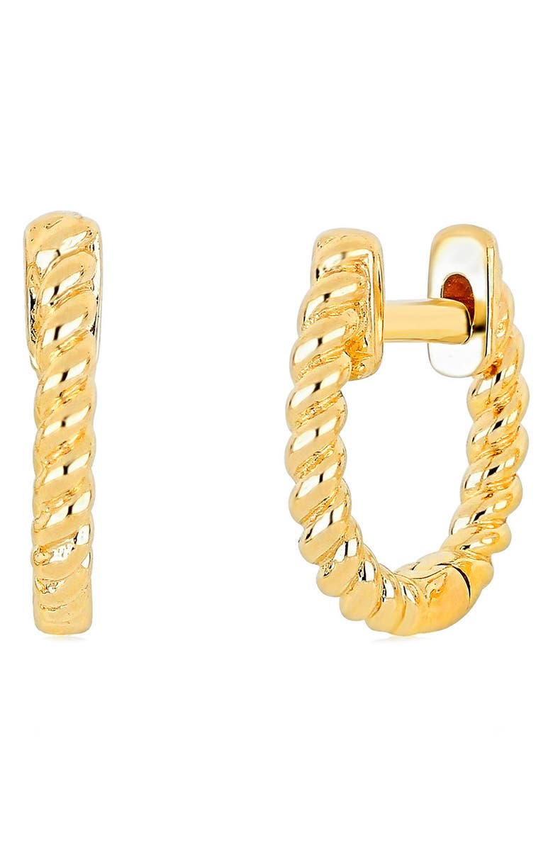 EF Collection Gold Twist Single Huggie Hoop Earring, Main, color, 14K Yellow Gold