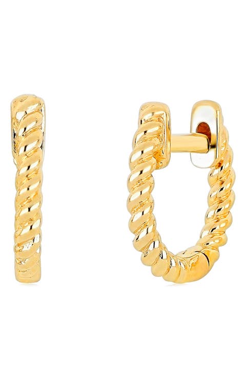 Gold Twist Single Huggie Hoop Earring