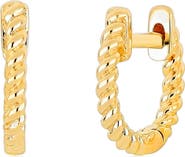 EF Collection Gold Twist Single Huggie Hoop Earring