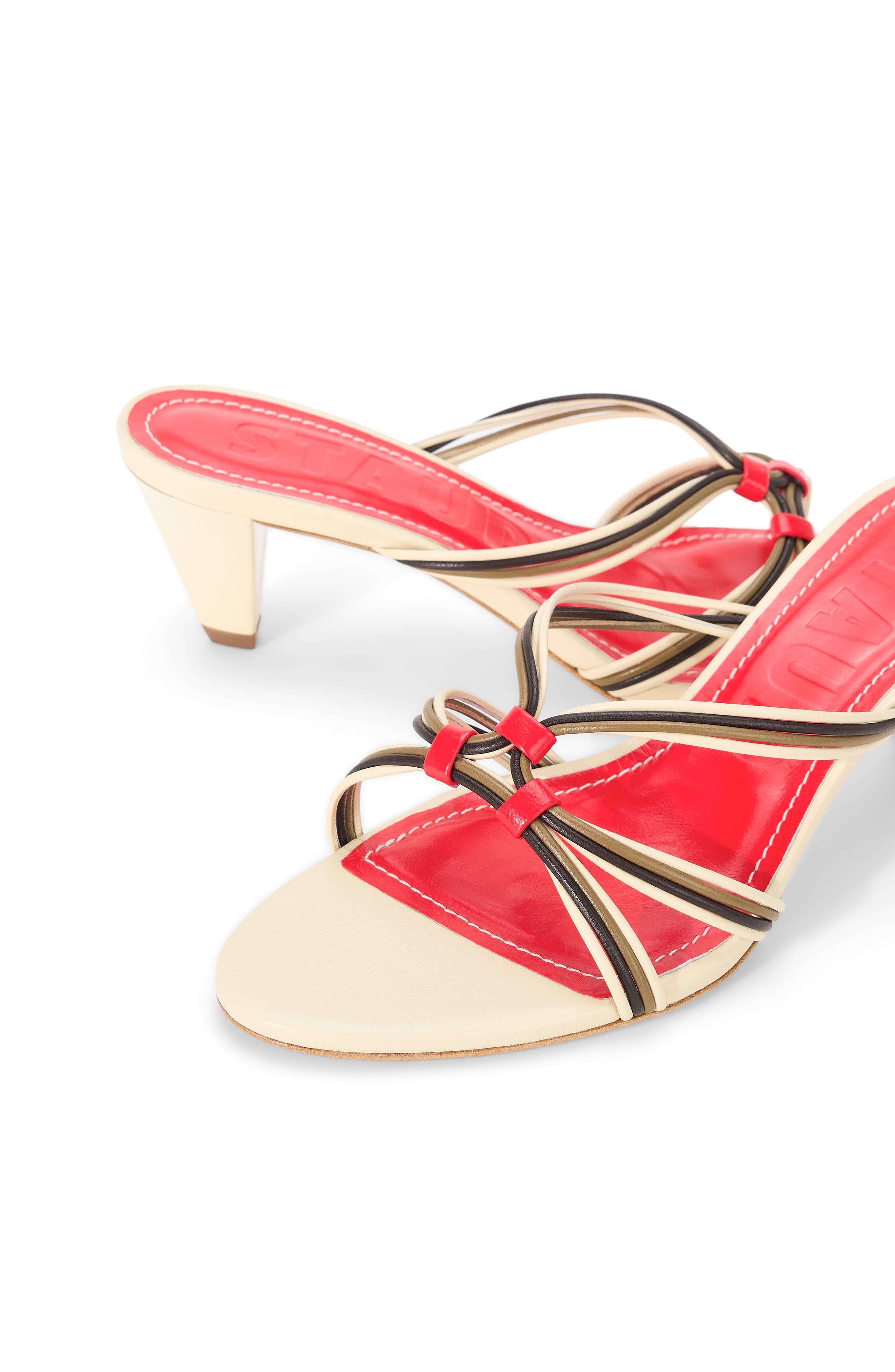 Carrie Strappy Slide Sandal, Alternate, color, CREAM/ RED ROSE
