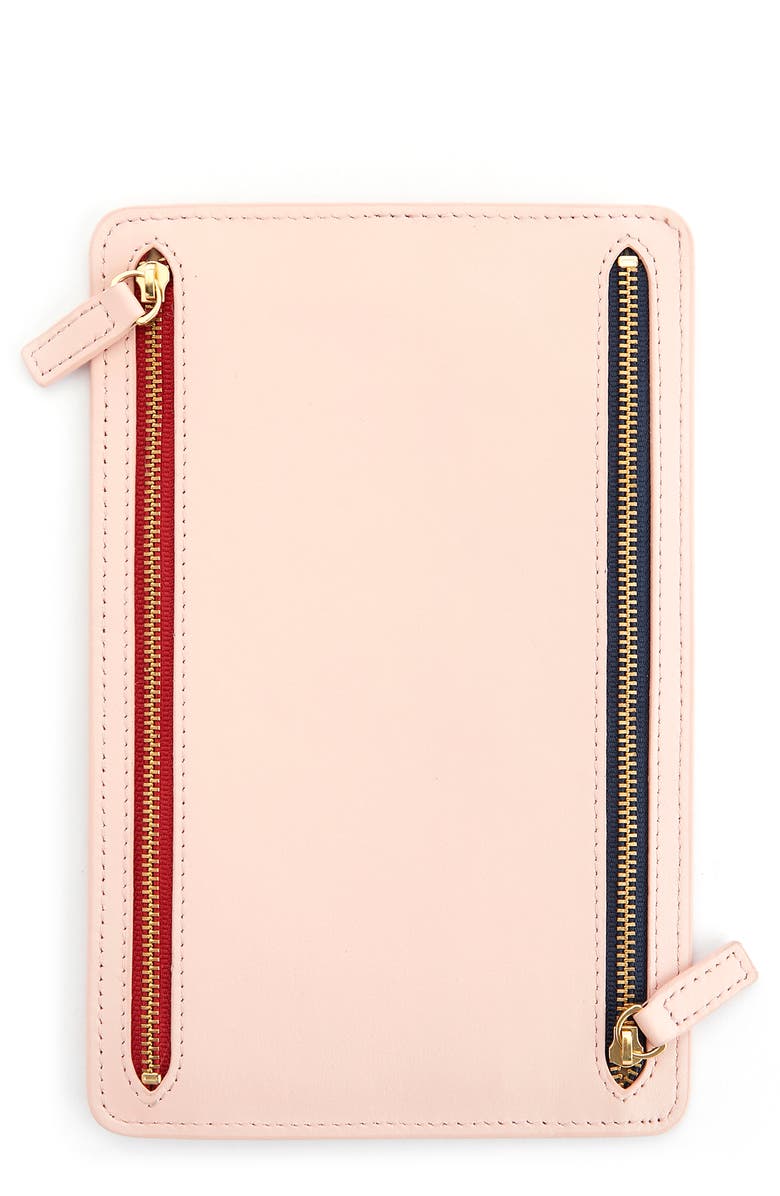 ROYCE New York RFID Four Zip Leather Travel Organizer, Main, color, 