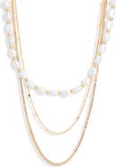 NORDSTROM RACK Faux Pearl Layered Chain Necklace