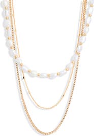 NORDSTROM RACK Faux Pearl Layered Chain Necklace