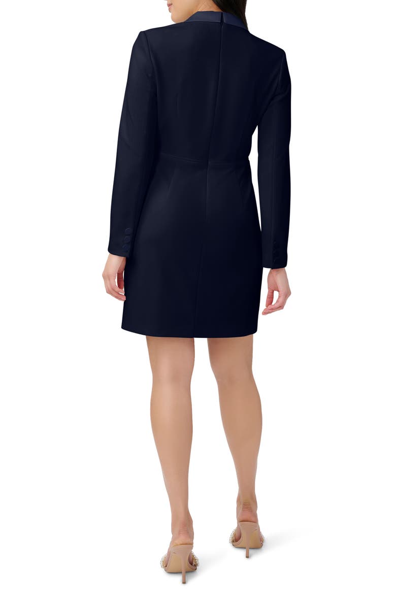 Adrianna Papell Long Sleeve Crepe Knit Tuxedo Sheath Dress, Alternate, color, 