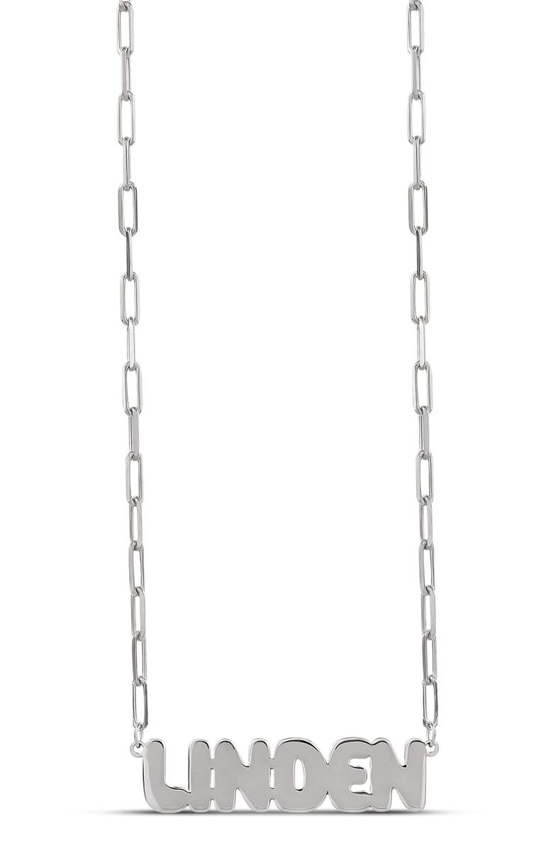 SHYMI Bubble Letter Script Necklace, Main, color, Silver