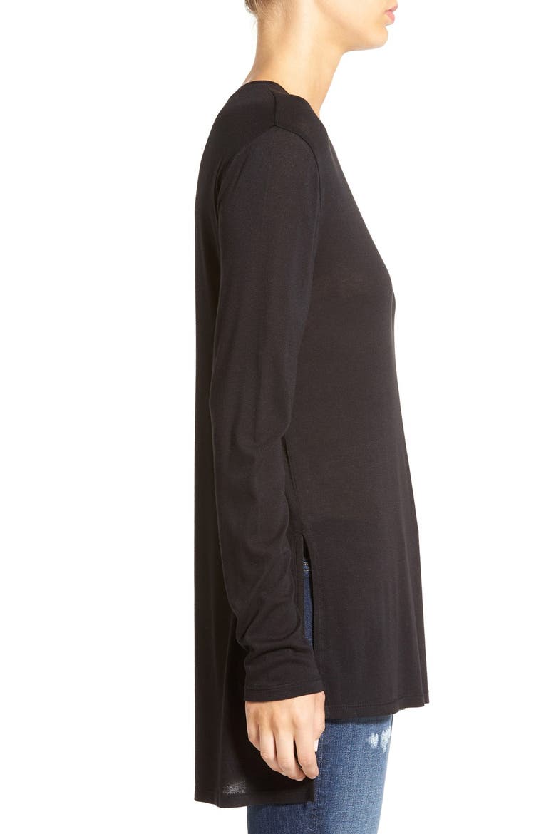 Long Sleeve Tunic Tee, Alternate, color, BLACK