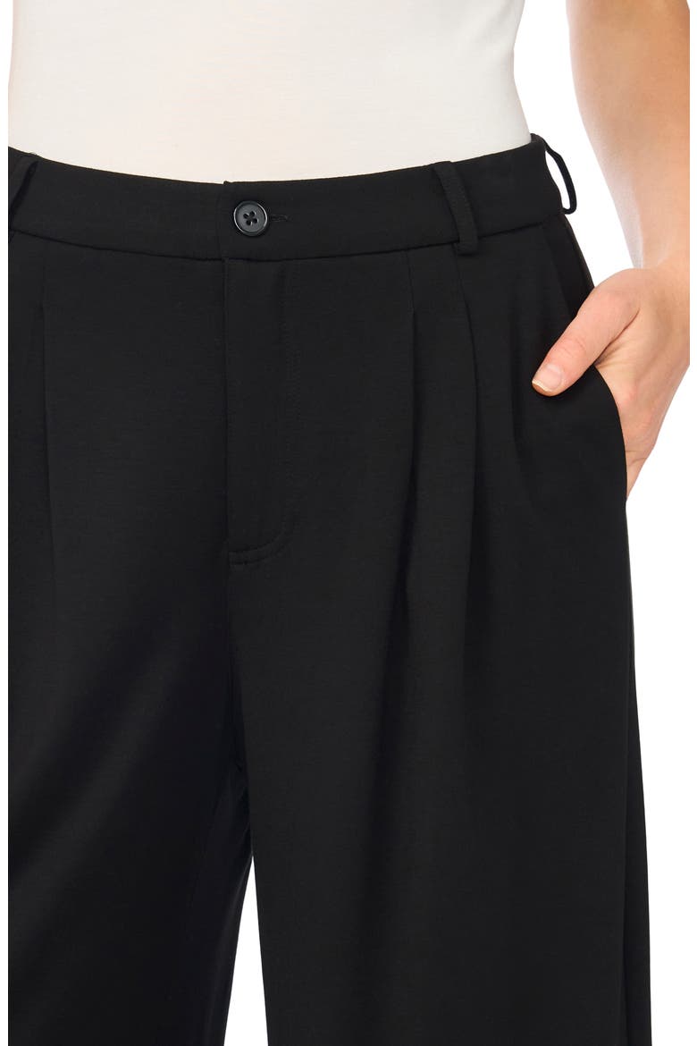 Pleated Wide Leg Ponte Pants, Alternate, color, RICH BLACK