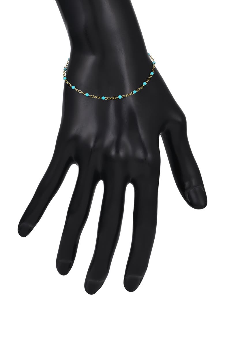 HAWLEY ST 14K Gold Turquoise Enamel Beaded Chain Bracelet, Alternate, color, 