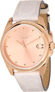 COACH Greyson Leather Strap Watch, 36mm