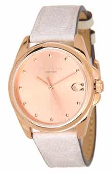 COACH Greyson Leather Strap Watch, 36mm