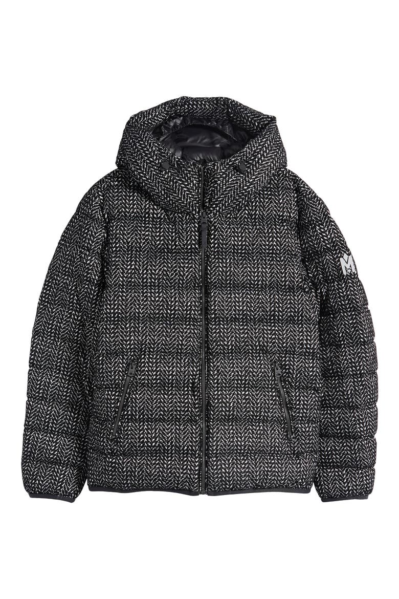 Jack Flocked Herringbone 750 Fill Power Down Jacket, Alternate, color, BLACK-WHITE