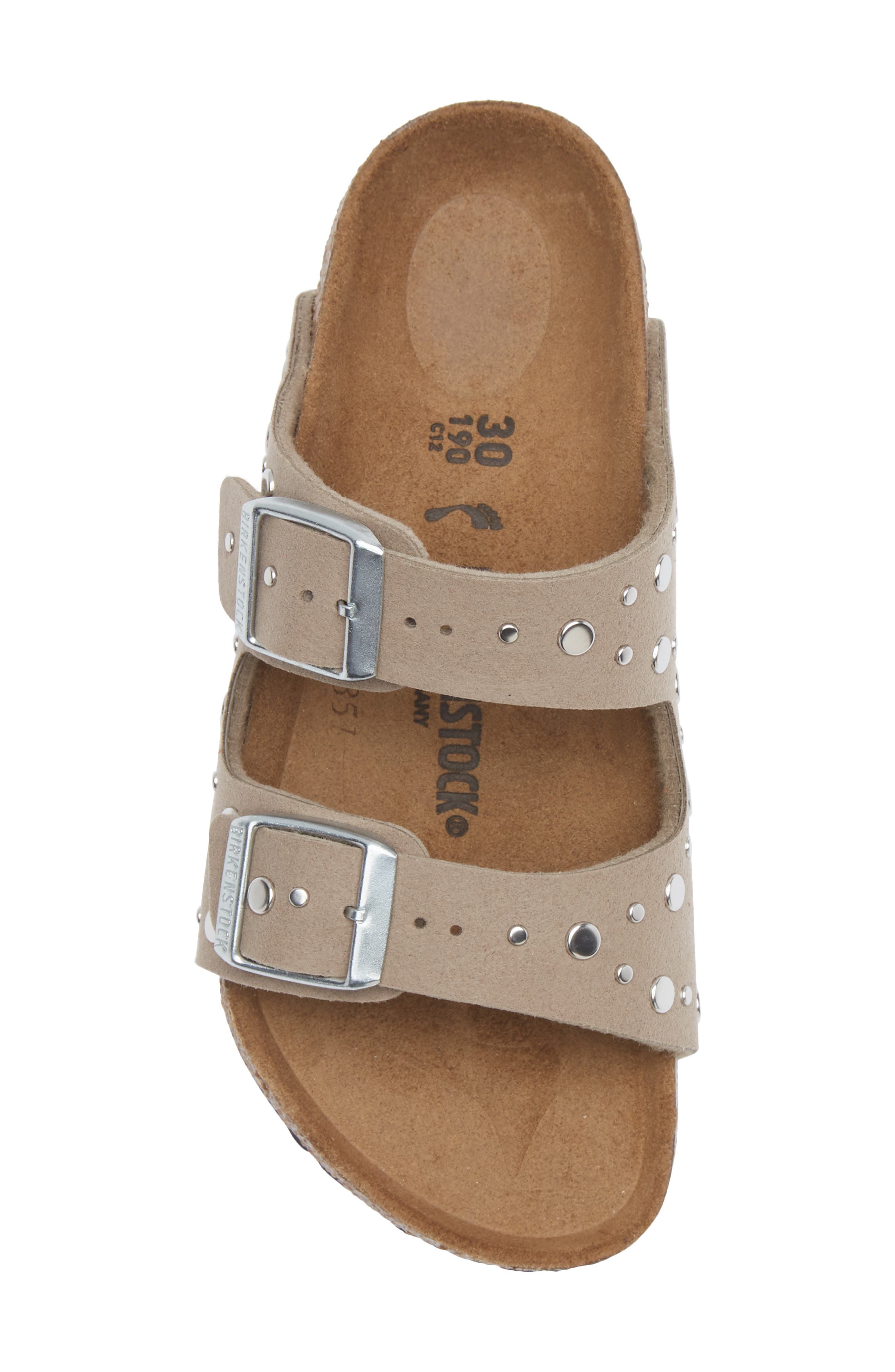 Birkenstock Arizona Rivets Studded Slide Sandal, Alternate, color, Gray Taupe