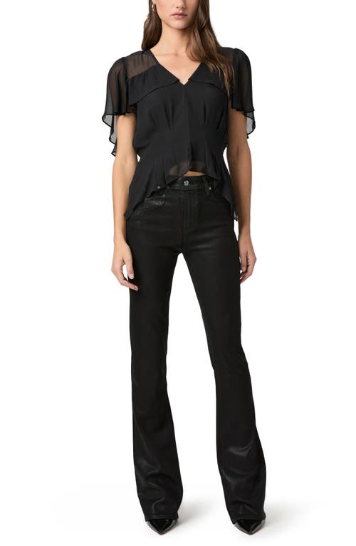 Paige Laurel Canyon Coated High Waist Bootcut Jeans In Black