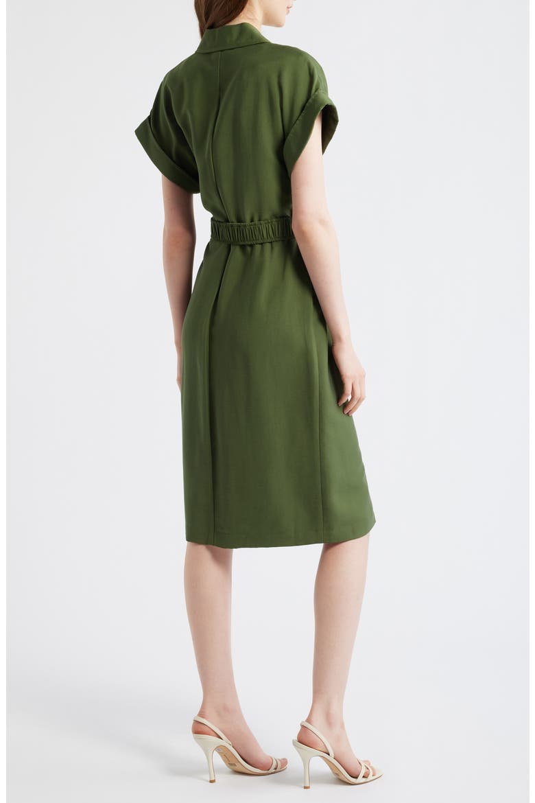 Belted Woven Midi Shirtdress, Alternate, color, OLIVE
