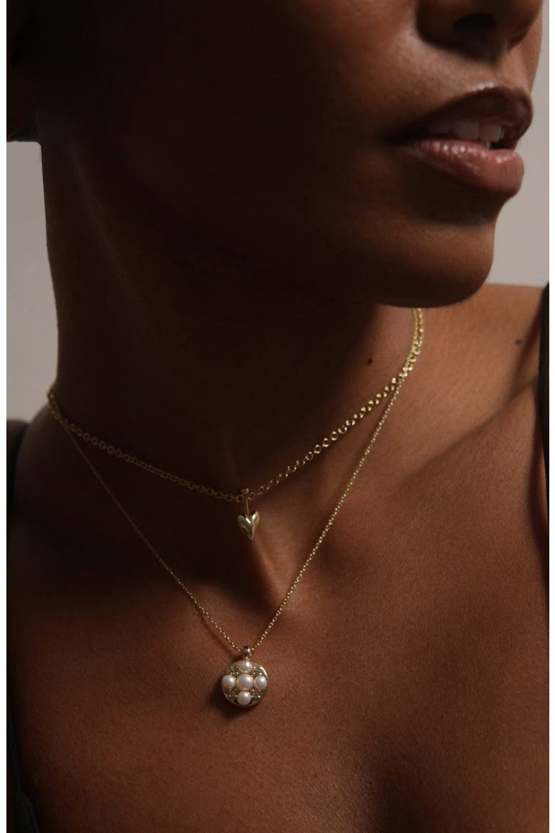 Stan Pearl Mini Pendant Necklace in Gold, Alternate, color, Gold