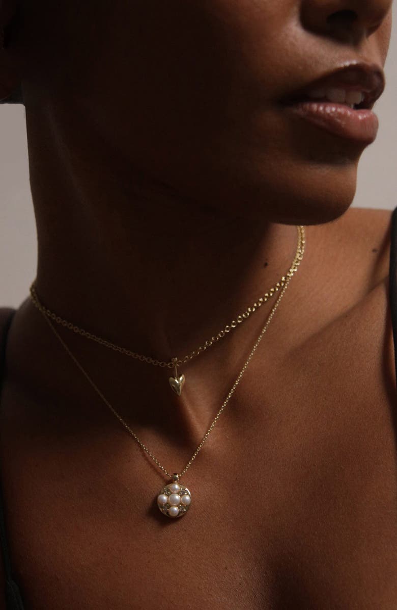 YOJ Stan Pearl Mini Pendant Necklace in Gold, Alternate, color, Gold