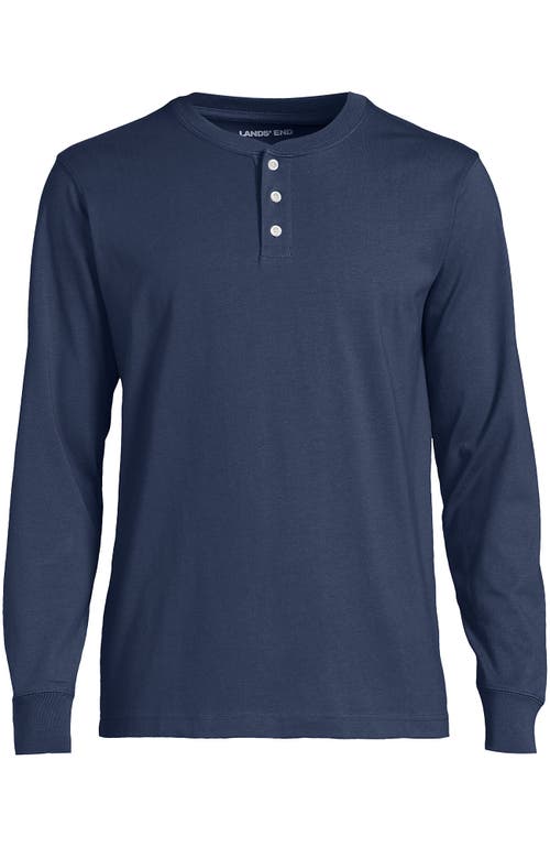 Lands' End Super-t Long Sleeve Henley Shirt In Blue