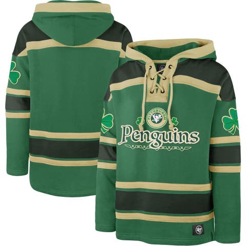Men's '47  Kelly Green Pittsburgh Penguins St. Patrick's Day McLucky Superior Lacer Pullover Hoodie