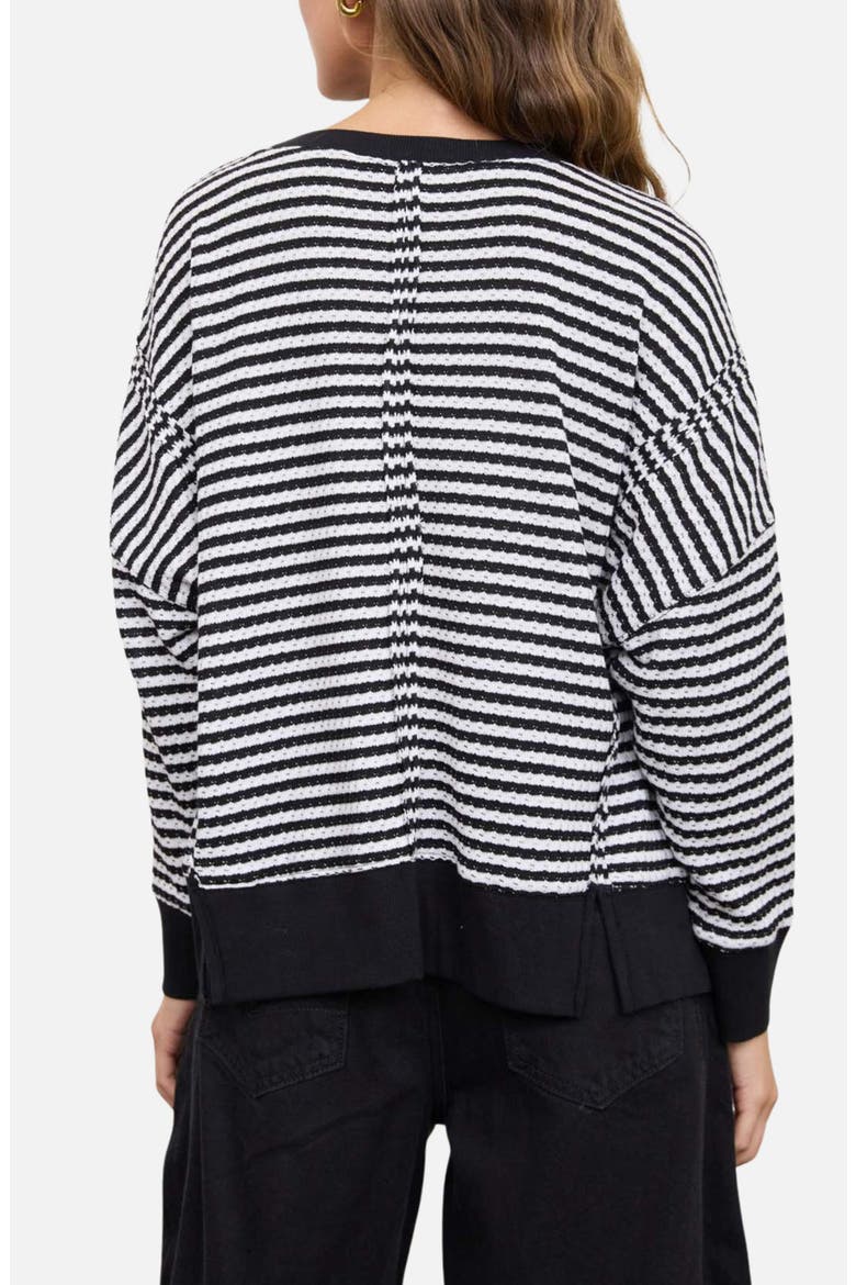 Stripe Cotton Blend Sweater, Alternate, color, BLACK
