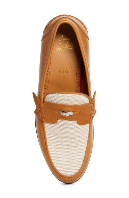 Christian Louboutin Brown Leather Penny Loafers In Terra/brown