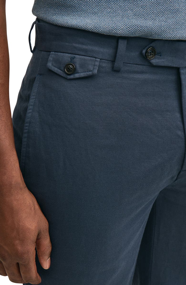 Brooks Brothers Flat Front Linen & Cotton Twill Chinos, Alternate, color, Mood Indigo