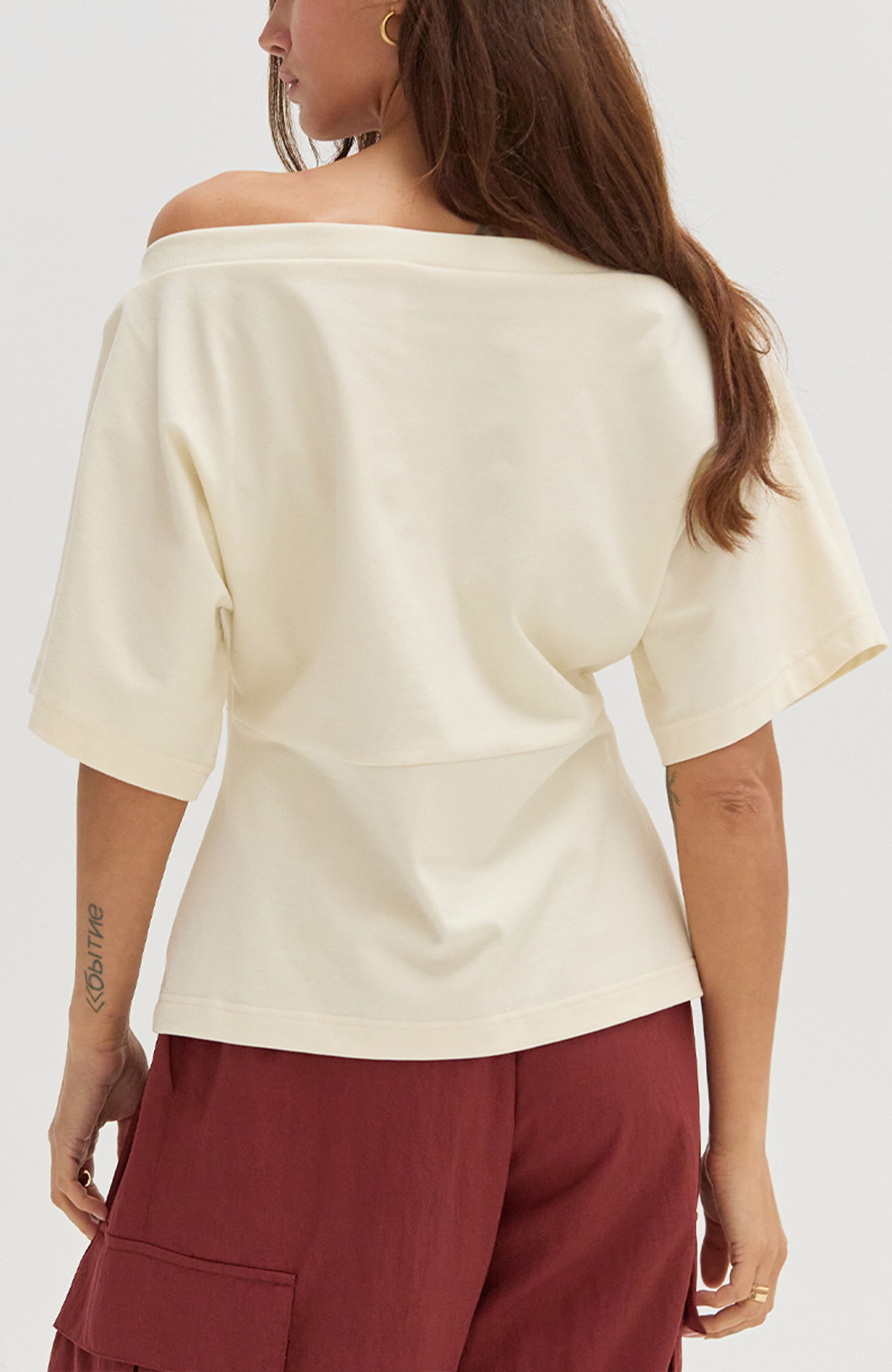 CRESCENT Off Shoulder Cotton Knit Top (Women) | Nordstrom