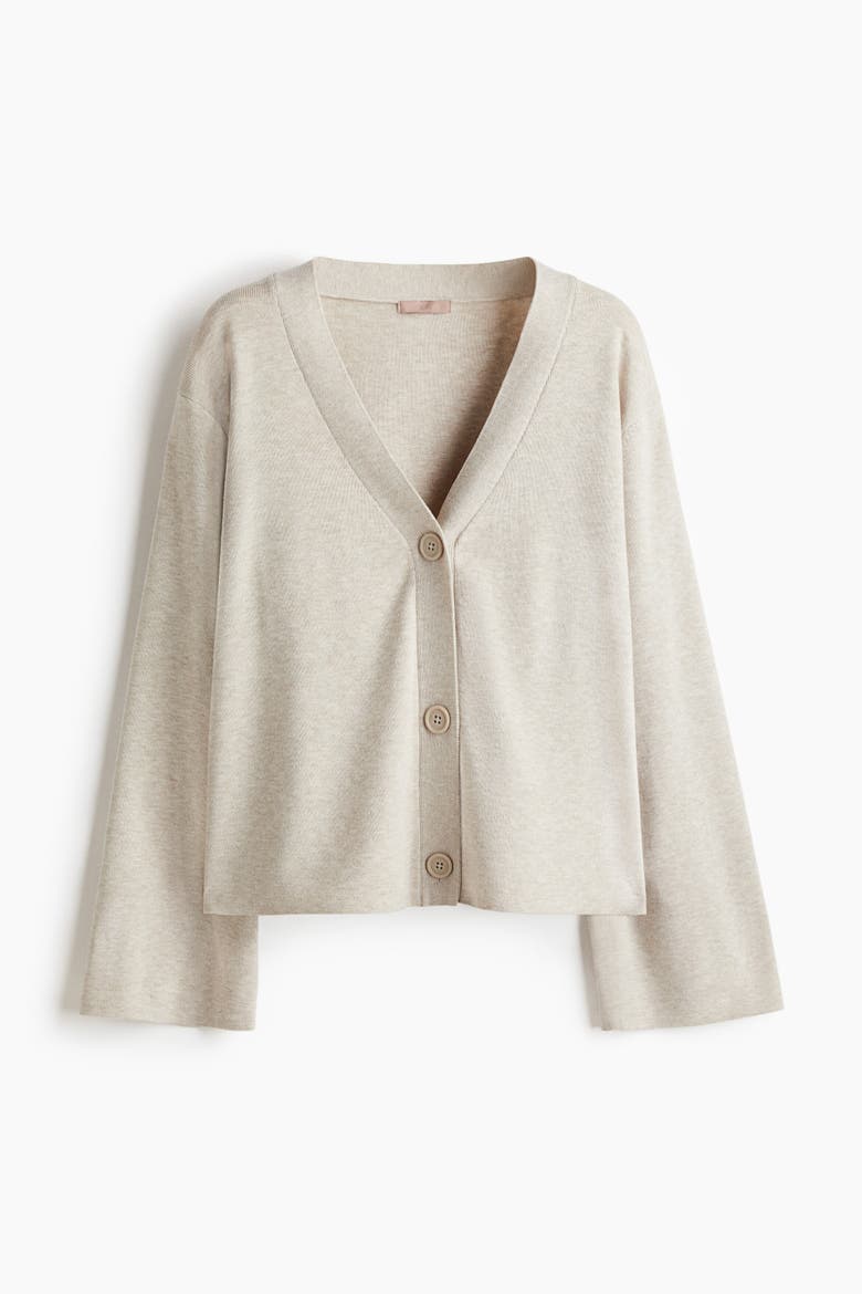 Fine-knit cardigan, Alternate, color, Light beige melange