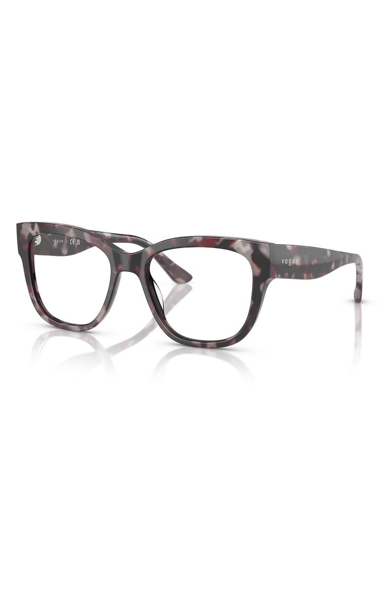 VOGUE 53mm Square Optical Glasses, Alternate, color, Grey Tort