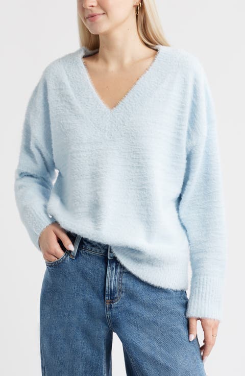 Fuzzy V-Neck Sweater
