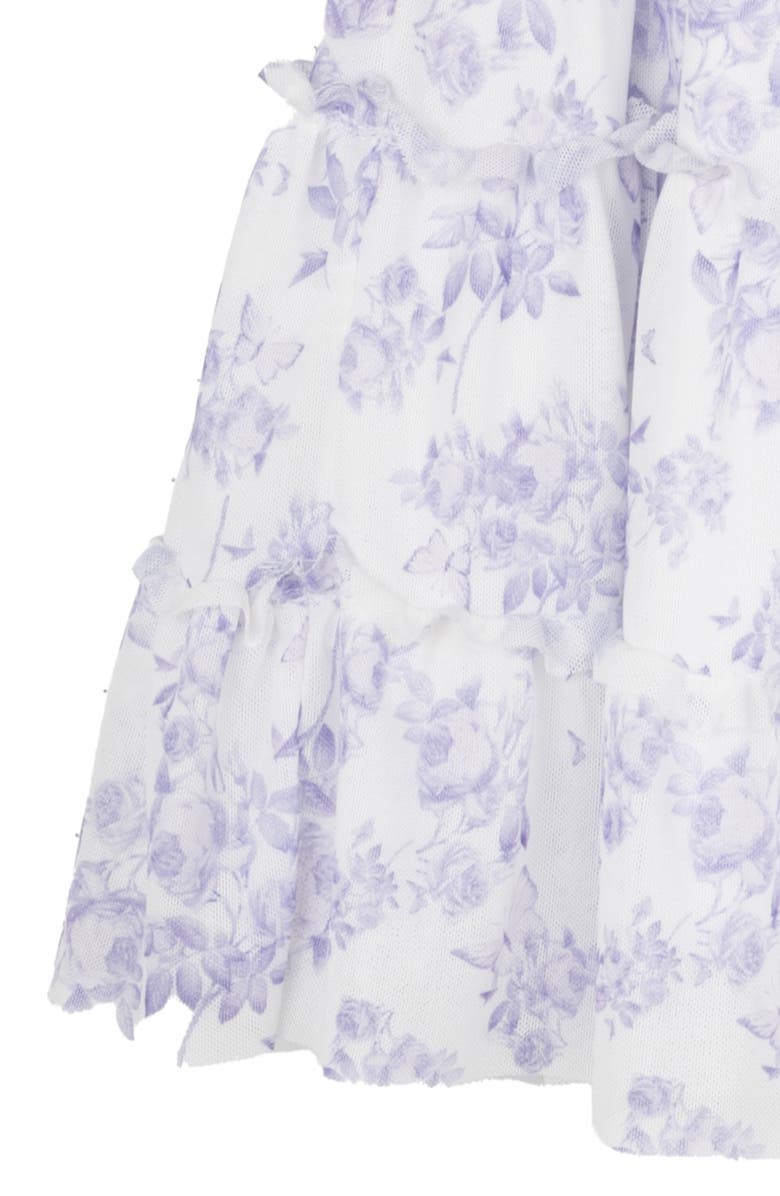 Rare Editions Lilac Toile Power Mesh Tiered Dress, Alternate, color, Lilac