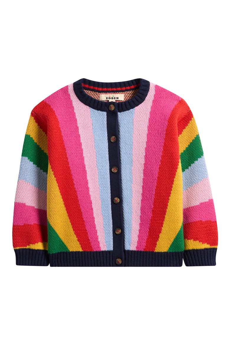 Kids' Rainbow Cotton & Wool Blend Jacquard Cardigan, Main, color, MULTI RAINBOW