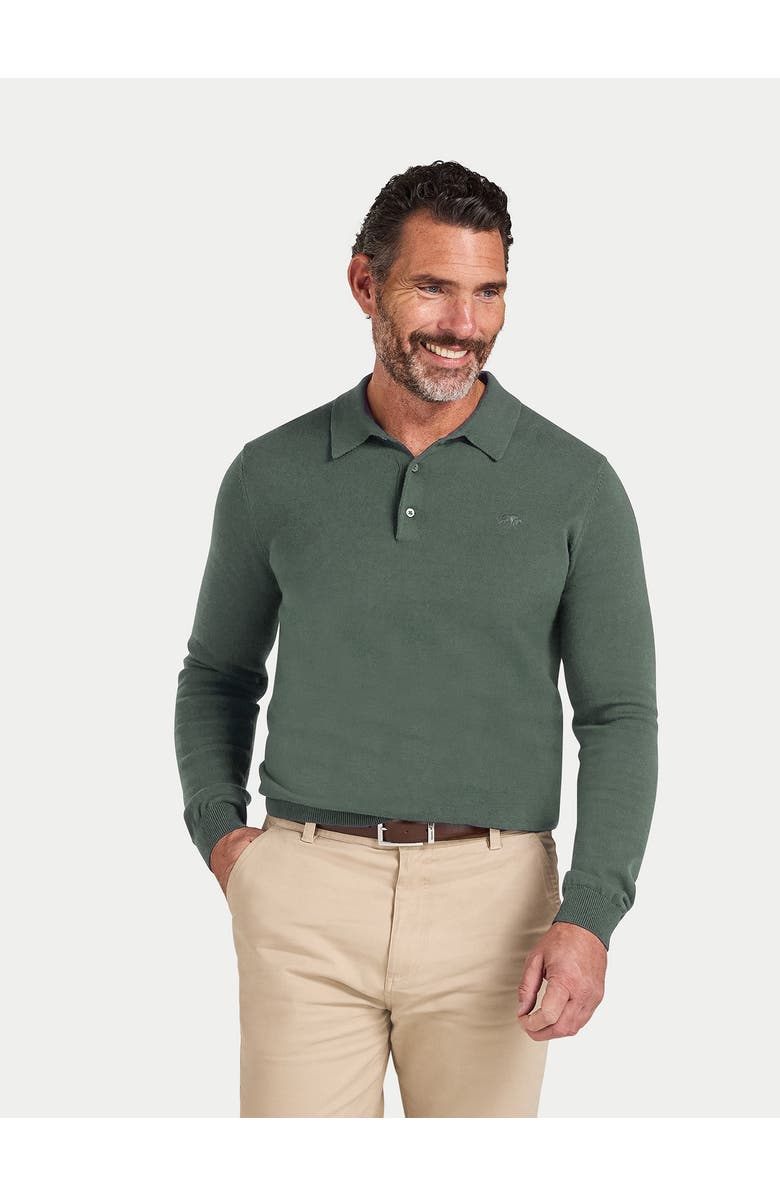 Raging Bull Long Sleeve Knitted Polo Shirt, Main, color, Sage