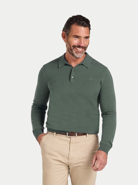 Long Sleeve Knitted Polo Shirt