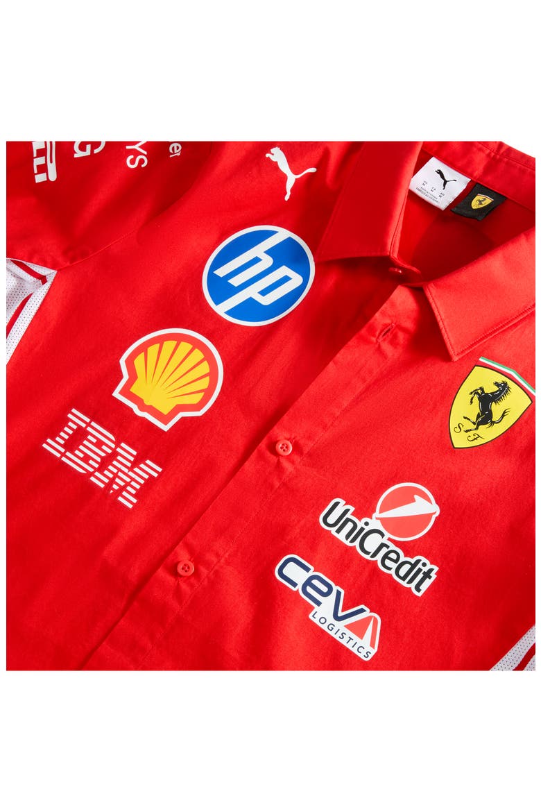 Scuderia Ferrari HP Replica Short Sleeve Button-Up Shirt, Alternate, color, PUMA RED