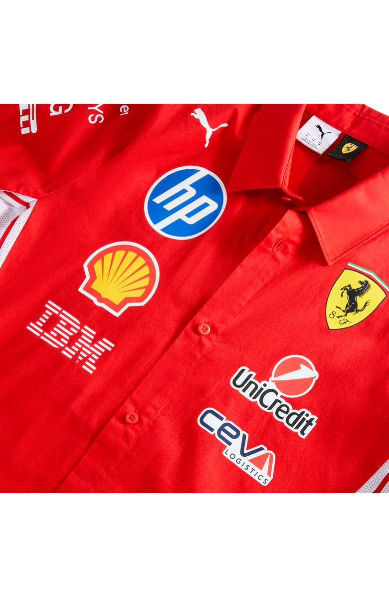 PUMA Scuderia Ferrari HP Replica Short Sleeve Button-Up Shirt, Alternate, color, Puma Red
