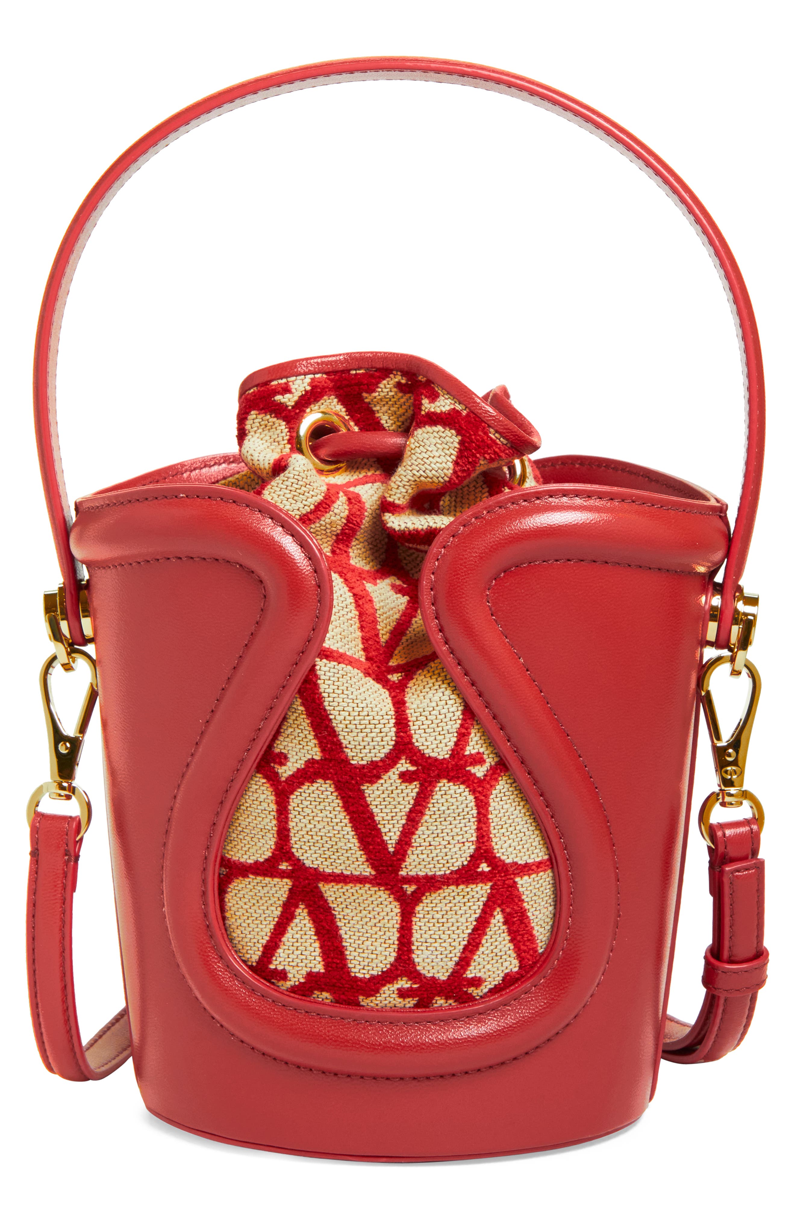 Valentino Garavani La Cinquième VLOGO Leather Bucket Bag, Alternate, color, 