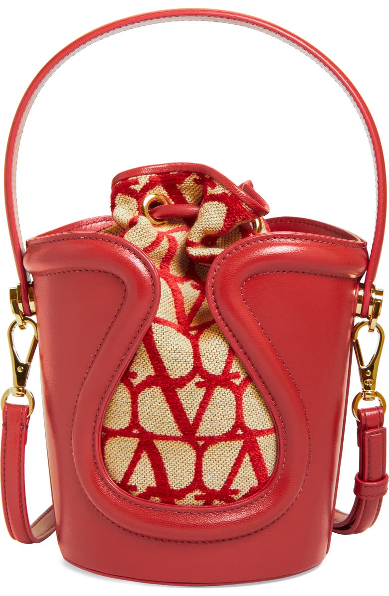 Valentino Garavani La Cinquième VLOGO Leather Bucket Bag, Alternate, color,