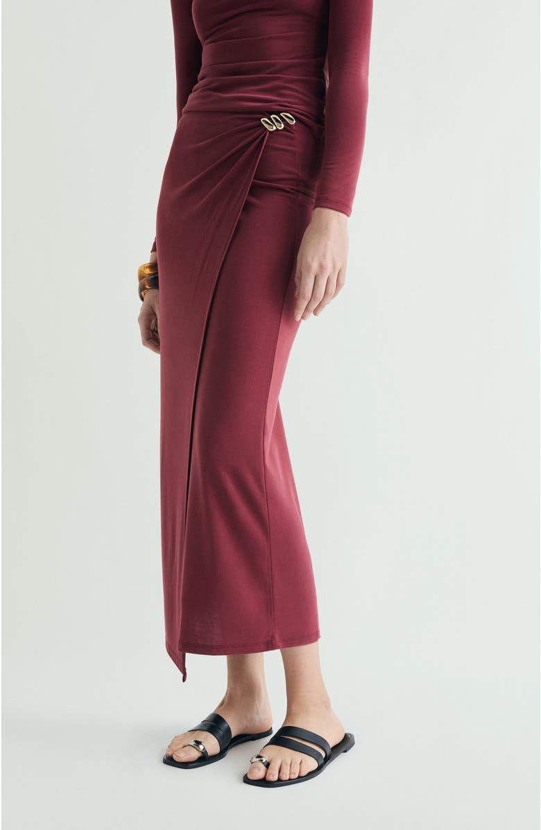 Scalpers Cupro Brooch Skirt, Alternate, color, Cherry