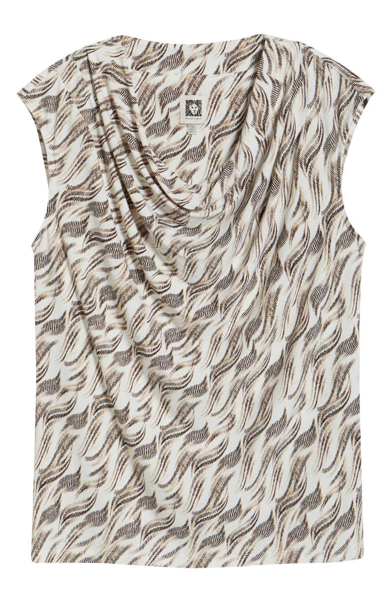 Anne Klein Abstract Print Cowl Neck Cap Sleeve Top, Alternate, color, 