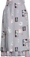 Thom Browne Classic Framed Floral Pleated Silk Skirt