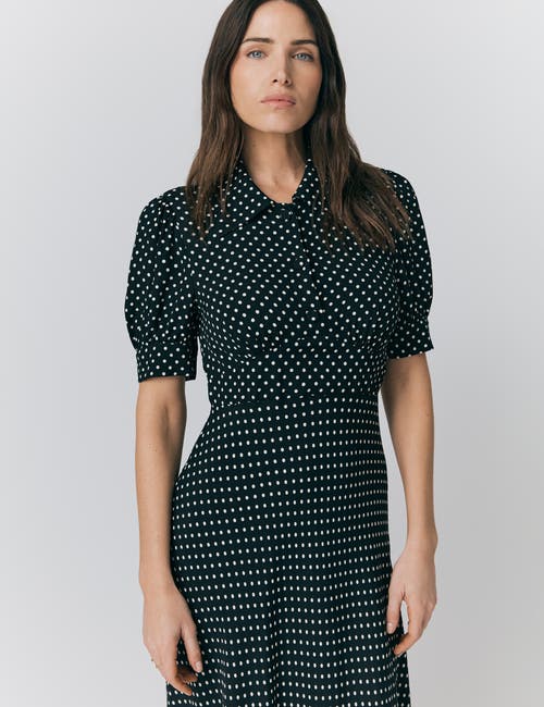 Ghost London Wilma Crepe Polka Dot Midi Tea Dress In Green