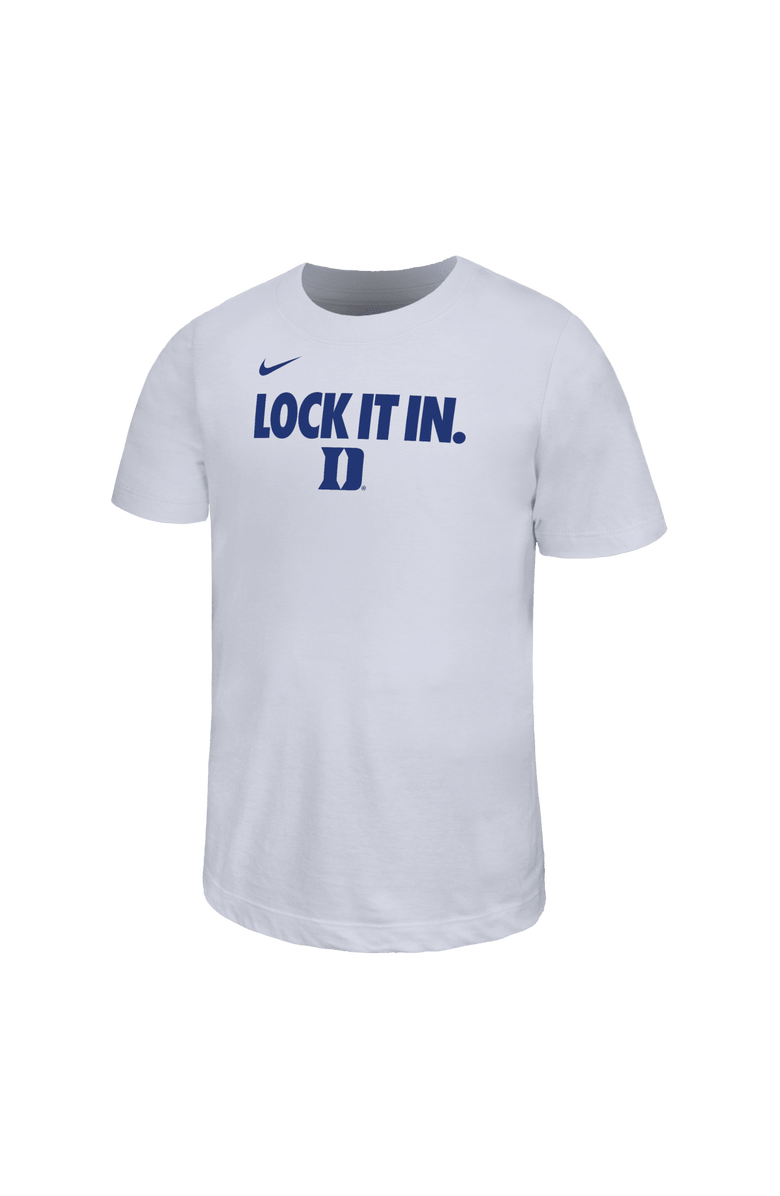 Nike Youth Nike White Duke Blue Devils 2026 On-Court Bench Legend Dri-FIT T-Shirt, Main, color, White
