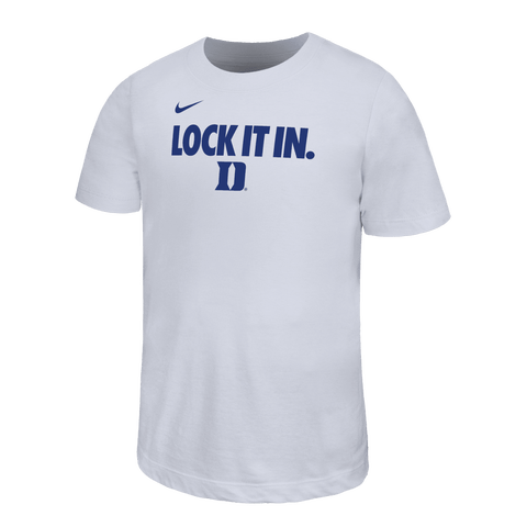 Youth Nike White Duke Blue Devils 2026 On-Court Bench Legend Dri-FIT T-Shirt