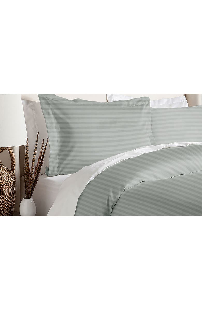 BLUE RIDGE HOME FASHIONS Platinum Damask Stripe Twin Duvet Cover Set, Main, color, 