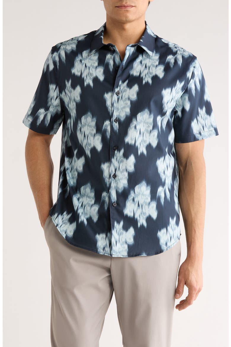 Blurred Roses Cotton Blend Button-Up Shirt, Main, color, STUDIO COMBO