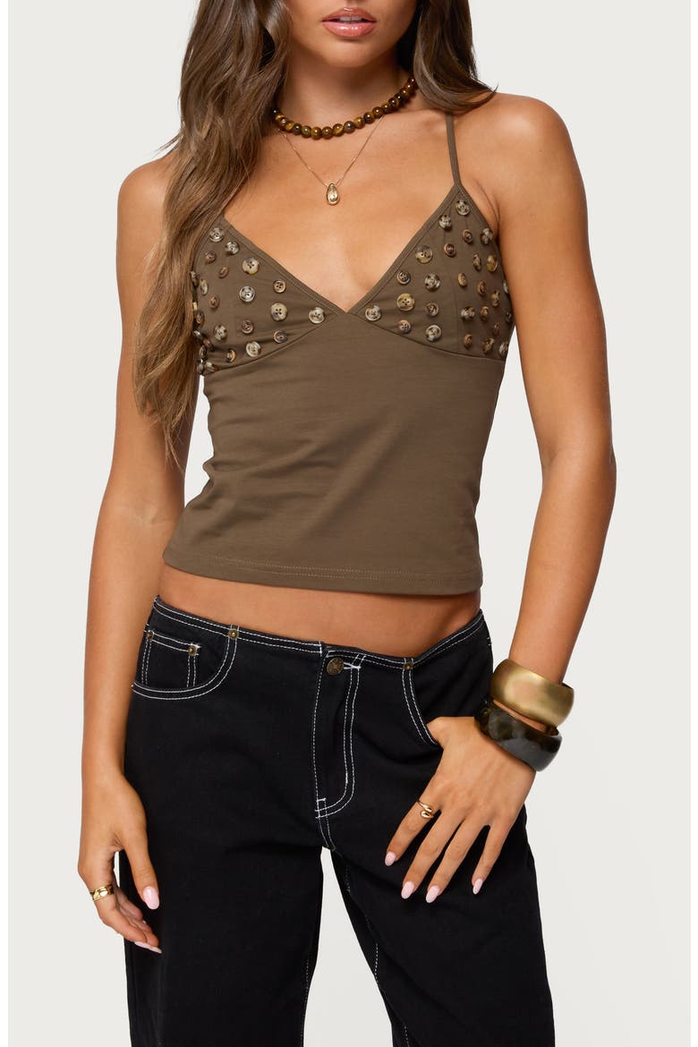Nora Button Camisole, Main, color, BROWN